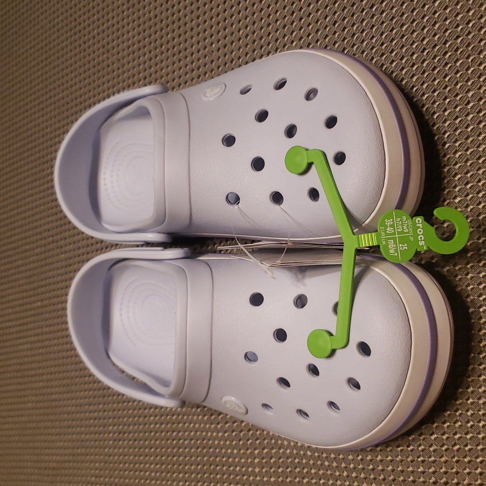 Crocs Women's Size 9 Classic Clog - White and Blue - Picture 2 of 6